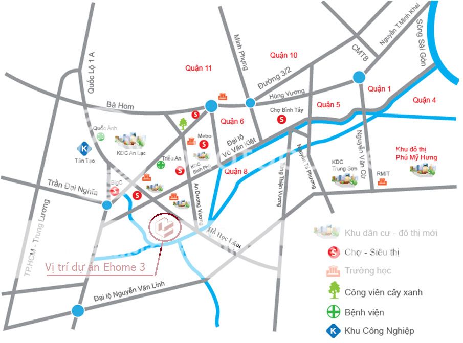 Vị trí căn hộ ehome 3