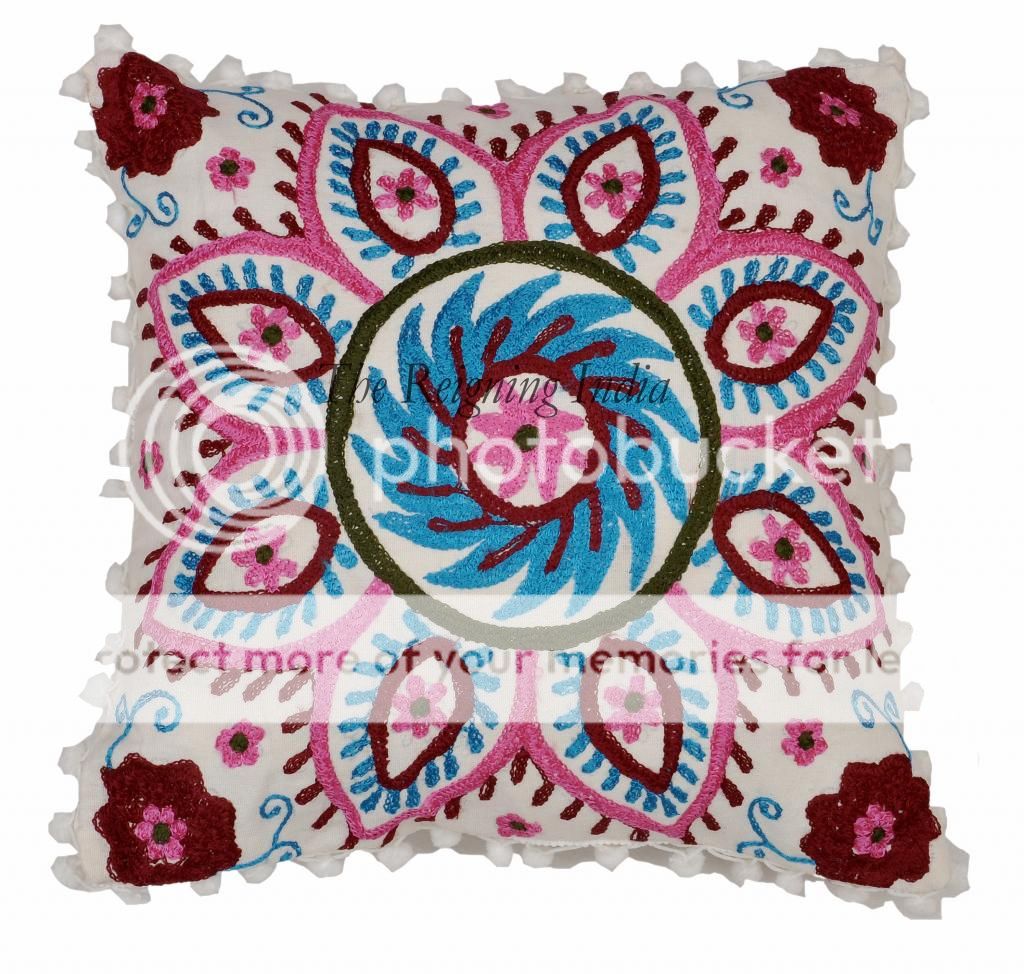 Wool Pillow Case Embroidery Indian Cushion Cover Throw Tapestry Toss