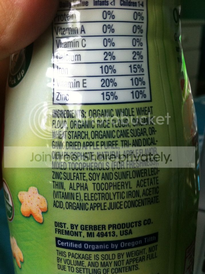 gerber puffs nutrition information